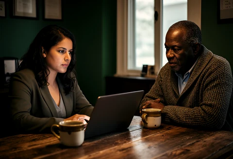 A business owner talking through funding costs with an advisor